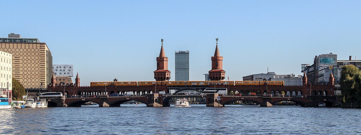 The Oberbaumbrucke connecting Kreuzberg and Friedrichshain in Berlin